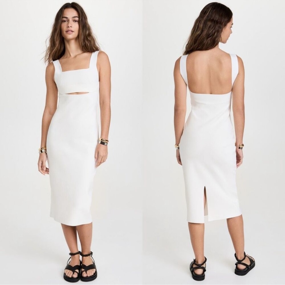 Victoria Beckham Fitted Midi Dress in White Size US1 $790